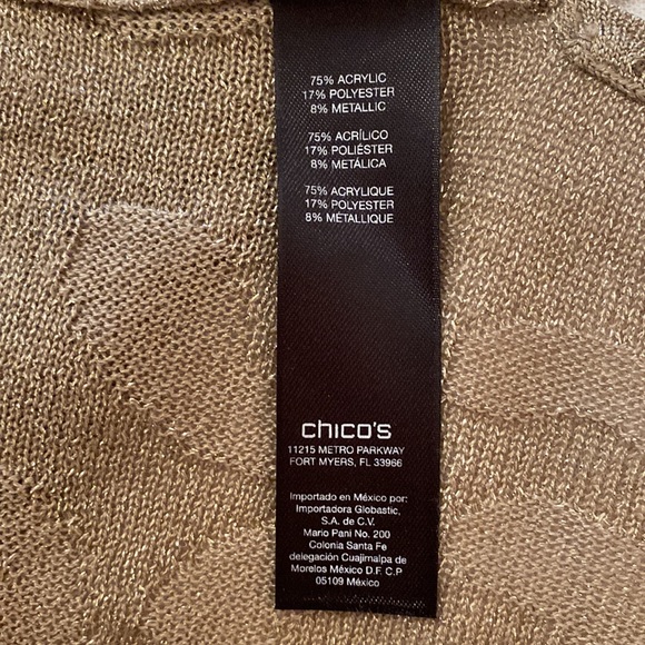 Chicos Travelers Collection Gold Pewter Tunic - Size 1 (12/14 in regular size) - Picture 7 of 9